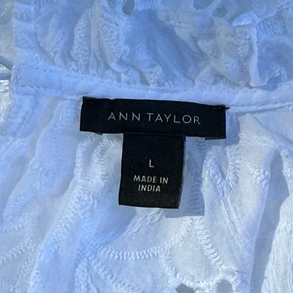 Ann Taylor elegant short sleeve eyelet blouse - size L - Picture 2 of 4